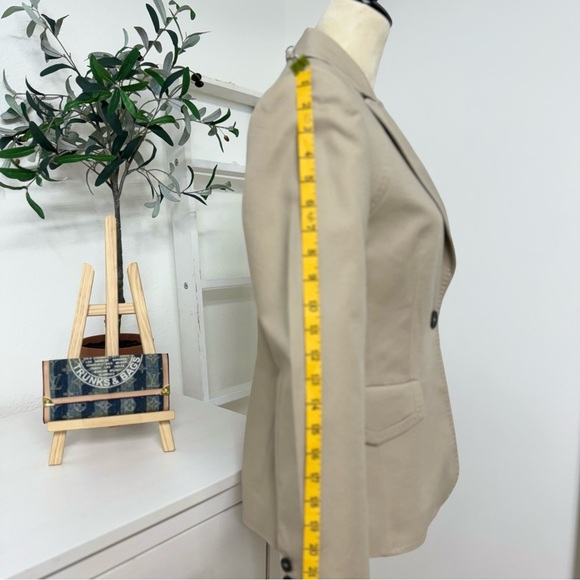 Mango Beige Tan Fitted Fully Lined Single Button Suit Blazer Size 6 - Picture 5 of 15